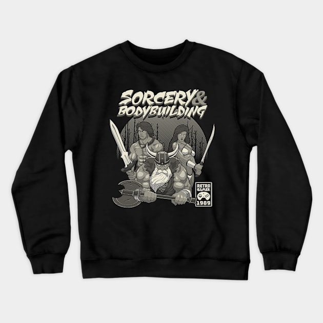 Sorcery & Bodybuilding Crewneck Sweatshirt by SquidStudio